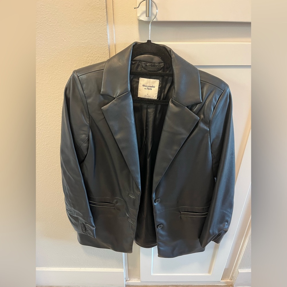 Abercrombie and Fitch Vegan Leather Blazer, Black, Size Small